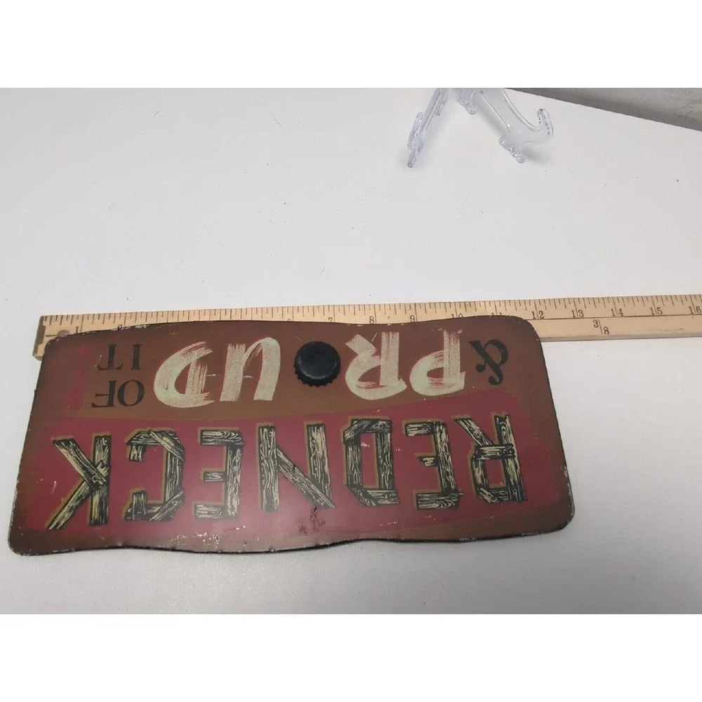 Redneck & Proud Of It Distressed Metal Wall Sign Rustic Man Cave Decor 12 Inch